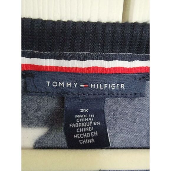 Tommy Hilfiger Women's 2X Knit Sweater Navy Stars &‎ Logo Fleece Lined - Picture 4 of 6